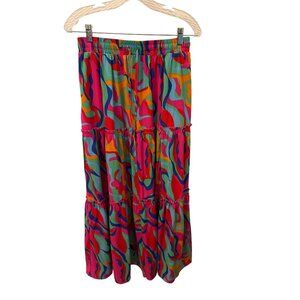 Bright tropical style maxi skirt size medium